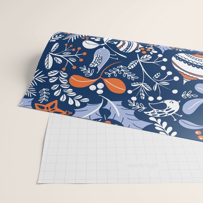 Wonderful ditsy holiday joy blue Wrapping Paper Gallery Image 2