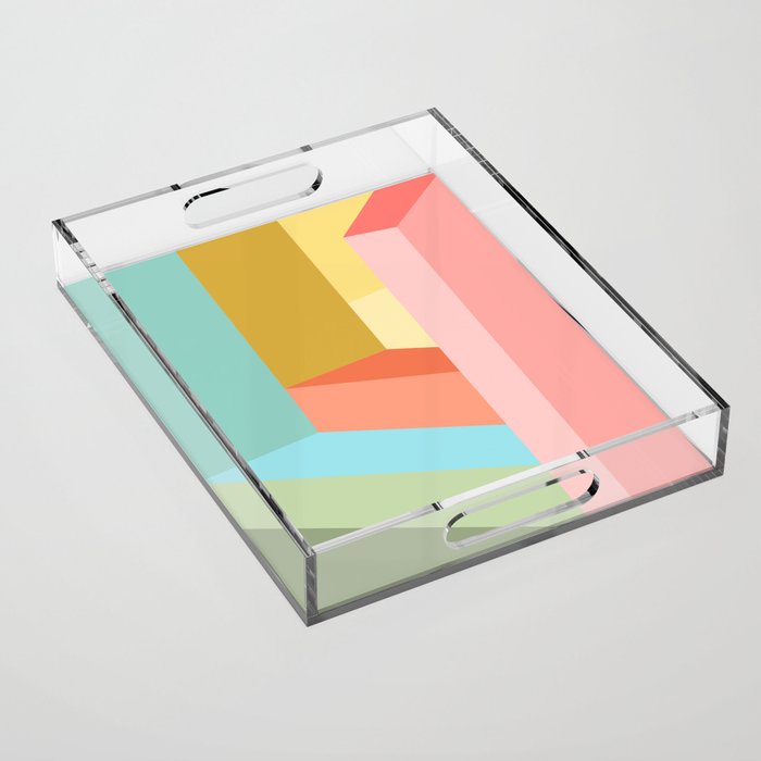 Abstract Geometry Steps in Beachy Pastels Acrylic Tray Gallery Image 1