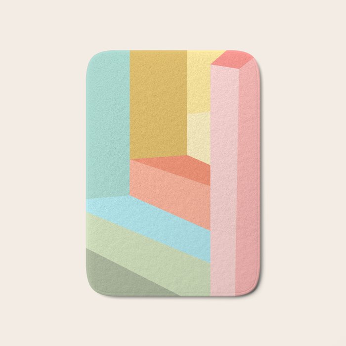 Abstract Geometry Steps in Beachy Pastels Bath Mat Gallery Image 1