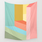 Abstract Geometry Steps in Beachy Pastels Wall Tapestry Gallery Image 4