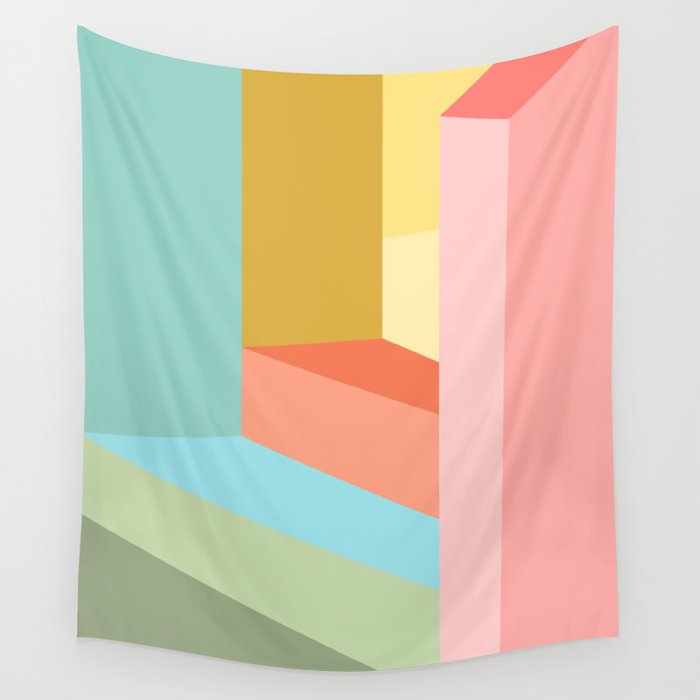 Abstract Geometry Steps in Beachy Pastels Wall Tapestry Gallery Image 4