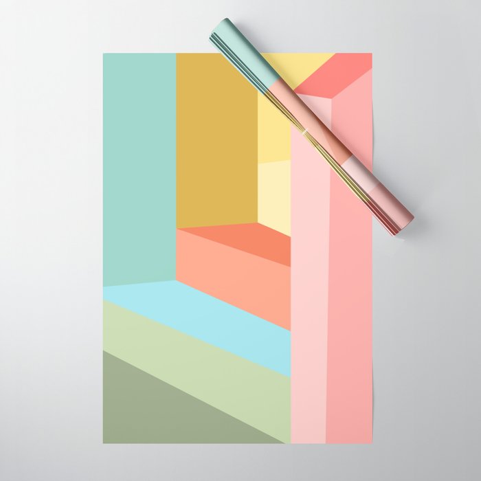 Abstract Geometry Steps in Beachy Pastels Wrapping Paper Gallery Image 1