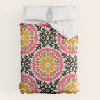 Folk Art Mandala - vintage pink, gold, and avocado green Duvet Cover Gallery Image 6