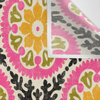 Folk Art Mandala - vintage pink, gold, and avocado green Wall Tapestry Gallery Image 3