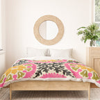 Folk Art Mandala - vintage pink, gold, and avocado green Duvet Cover Gallery Image 3