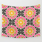 Folk Art Mandala - vintage pink, gold, and avocado green Wall Tapestry Gallery Image 4