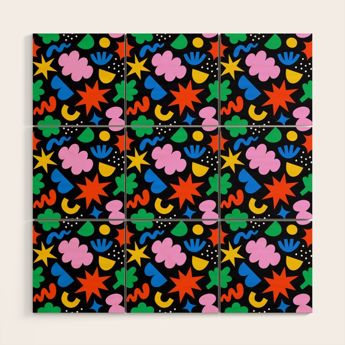 Colorful abstract organic shape art pattern Wood Wall Art Gallery Image 1