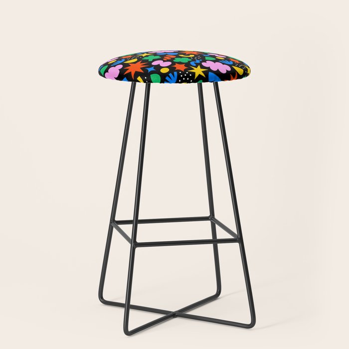 Colorful abstract organic shape art pattern Stool Gallery Image 1