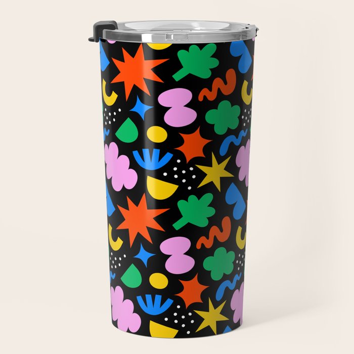 Colorful abstract organic shape art pattern Travel Mug Gallery Image 3