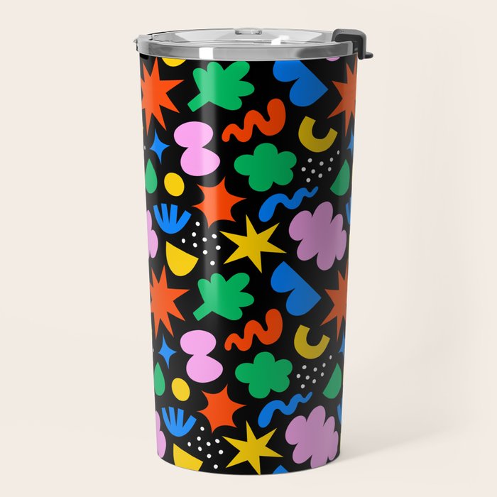 Colorful abstract organic shape art pattern Travel Mug Gallery Image 2