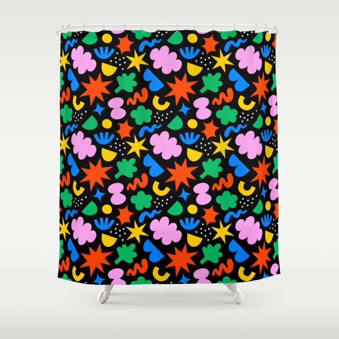 Colorful abstract organic shape art pattern Shower Curtain Gallery Image 1