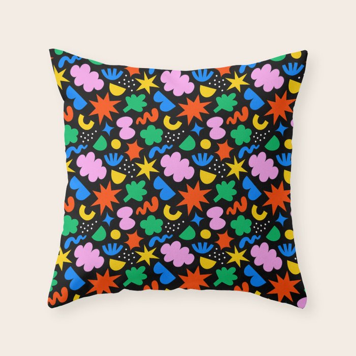 Colorful abstract organic shape art pattern Throw Pillow Gallery Image 1