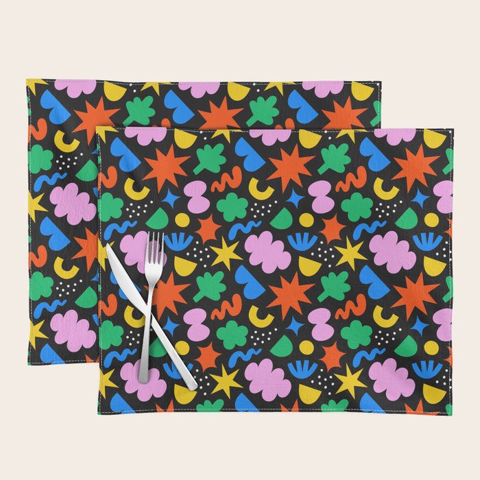 Colorful abstract organic shape art pattern Placemat Gallery Image 1