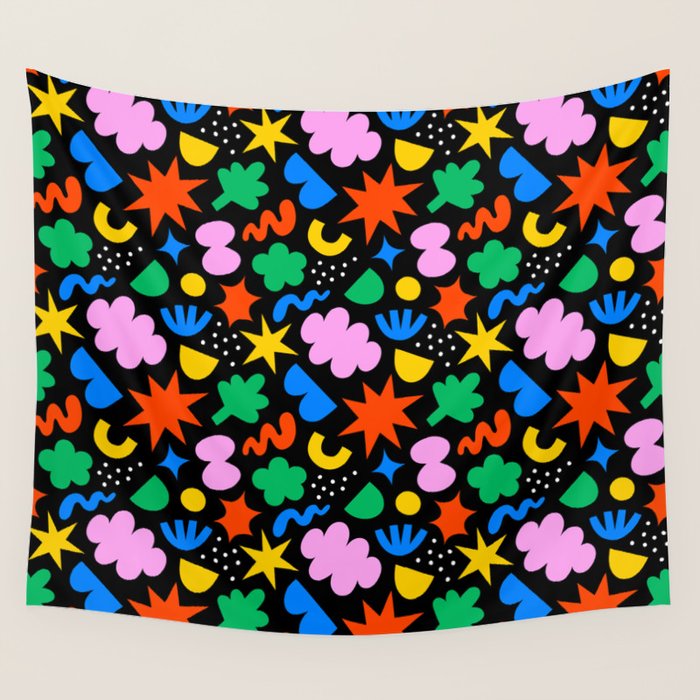 Colorful abstract organic shape art pattern Wall Tapestry Gallery Image 1