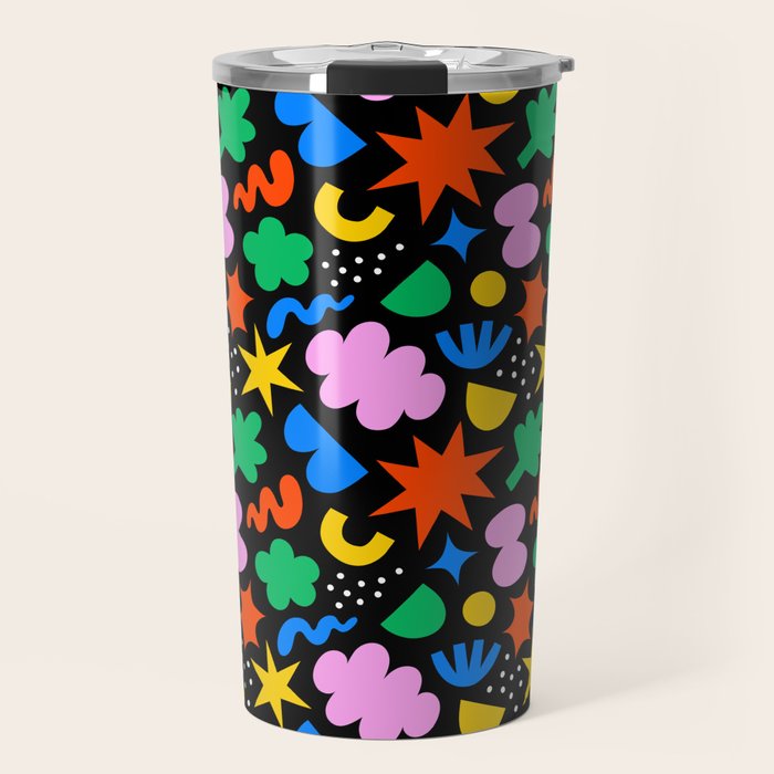 Colorful abstract organic shape art pattern Travel Mug Gallery Image 1