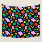 Colorful abstract organic shape art pattern Wall Tapestry Gallery Image 4