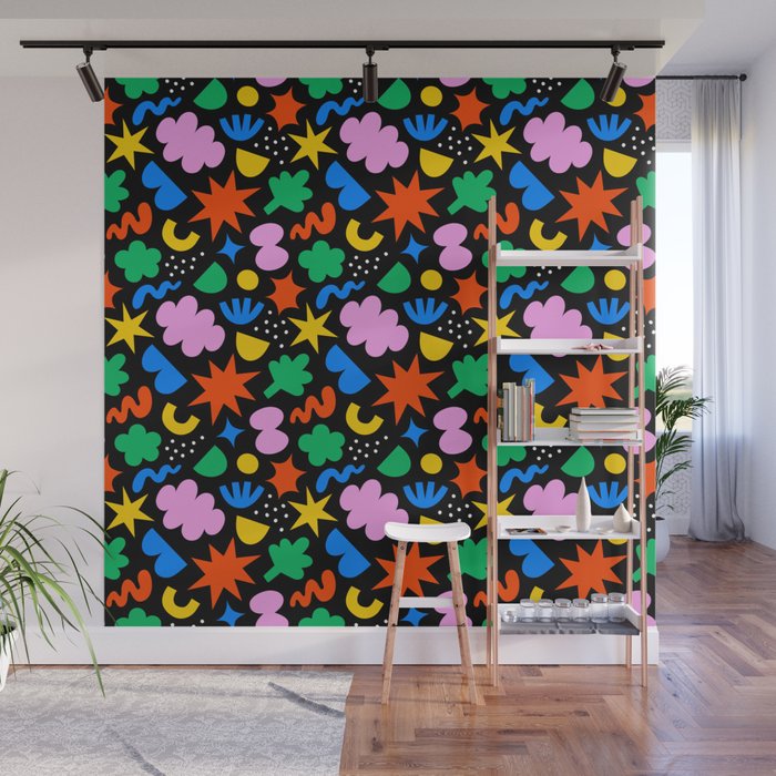 Colorful abstract organic shape art pattern Wall Mural Gallery Image 1