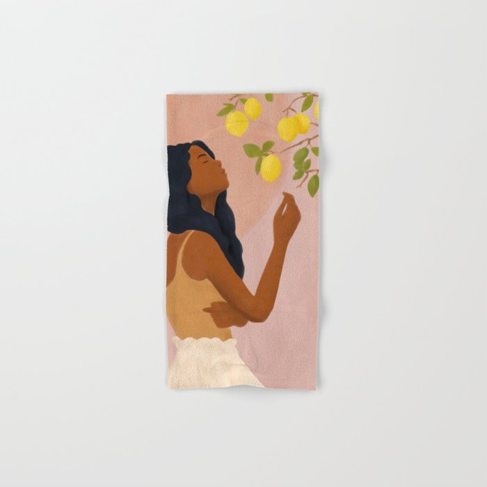 Girl and Her Lemons Bath Towel Gallery Image 1