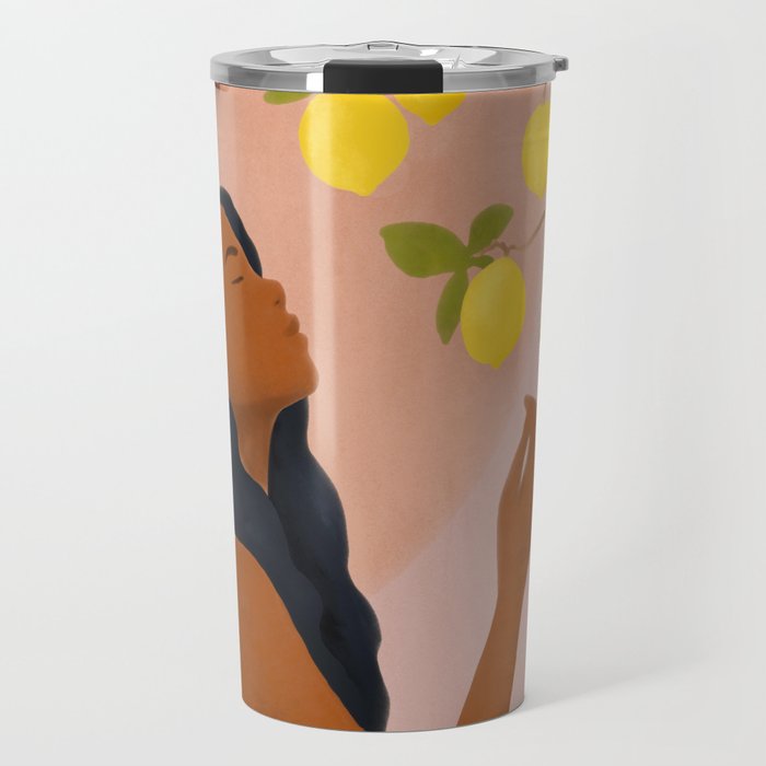 Girl and Her Lemons Travel Mug Gallery Image 1