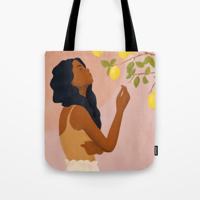 Girl and Her Lemons Tote Bag Gallery Image 1