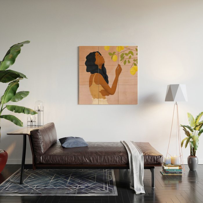 Girl and Her Lemons Wood Wall Art Gallery Image 2