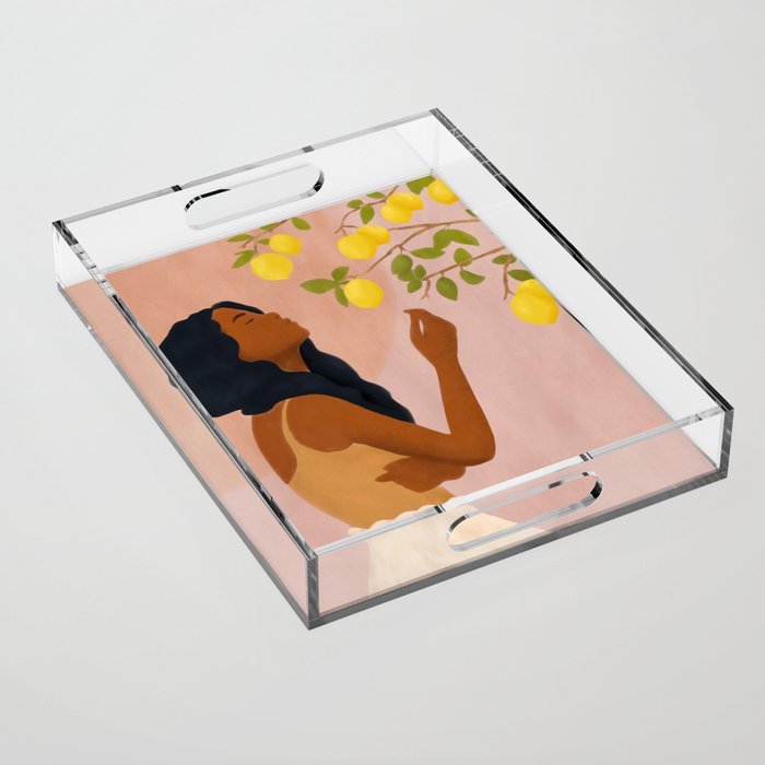 Girl and Her Lemons Acrylic Tray Gallery Image 1