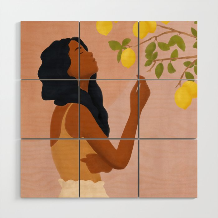 Girl and Her Lemons Wood Wall Art Gallery Image 1