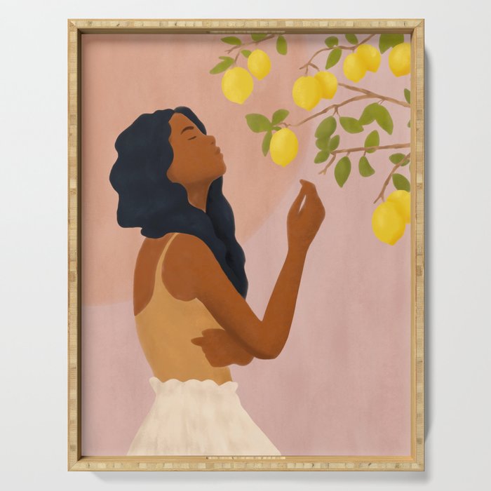 Girl and Her Lemons Serving Tray Gallery Image 1