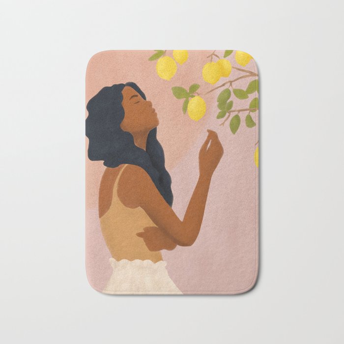 Girl and Her Lemons Bath Mat Gallery Image 1