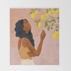 Girl and Her Lemons Throw Blanket Gallery Image 2