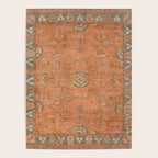 Antique Peach Apricot & Sage Green Turkish Ushak Rug Print Poster Gallery Image 4