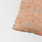 Antique Peach Apricot & Sage Green Turkish Ushak Rug Print Pillow Sham Gallery Image 4