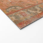 Antique Peach Apricot & Sage Green Turkish Ushak Rug Print Welcome Mat Gallery Image 2