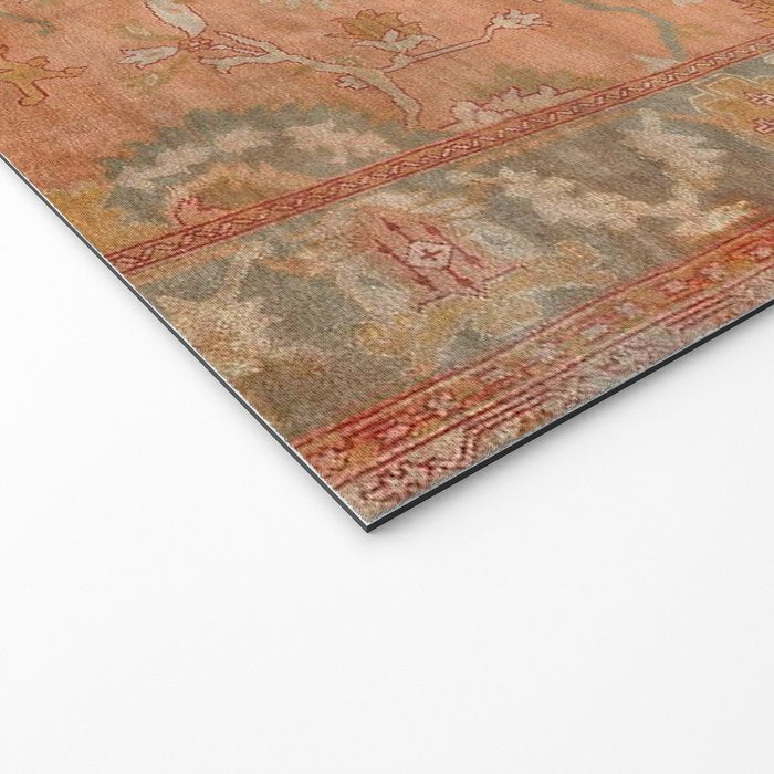 Antique Peach Apricot & Sage Green Turkish Ushak Rug Print Welcome Mat Gallery Image 2