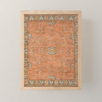 Antique Peach Apricot & Sage Green Turkish Ushak Rug Print Mini Art Print Gallery Image 1