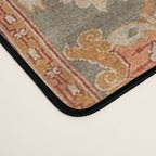 Antique Peach Apricot & Sage Green Turkish Ushak Rug Print Desk Mat Gallery Image 4