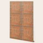 Antique Peach Apricot & Sage Green Turkish Ushak Rug Print Wallpaper Gallery Image 2