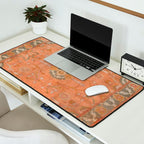 Antique Peach Apricot & Sage Green Turkish Ushak Rug Print Desk Mat Gallery Image 2