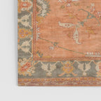 Antique Peach Apricot & Sage Green Turkish Ushak Rug Print Poster Gallery Image 3