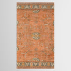 Antique Peach Apricot & Sage Green Turkish Ushak Rug Print Tablecloth Gallery Image 2
