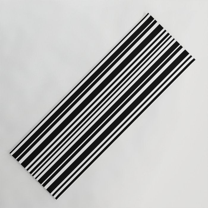Classic Stripes XLI - Black and White Yoga Mat Gallery Image 1