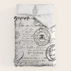 Vintage handwriting black and white Comforter Gallery Image 6