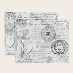 Vintage handwriting black and white Placemat Gallery Image 1