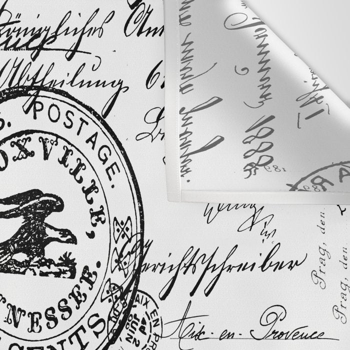 Vintage handwriting black and white Wall Tapestry Gallery Image 3