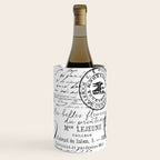 Vintage handwriting black and white Wine Chiller Gallery Image 1