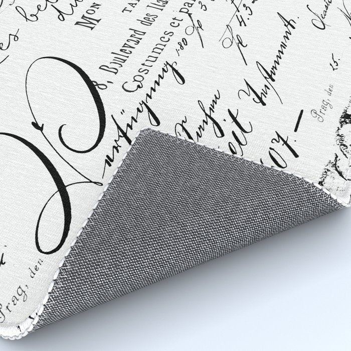 Vintage handwriting black and white Rug Gallery Image 4