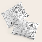 Vintage handwriting black and white Pillow Sham Gallery Image 3