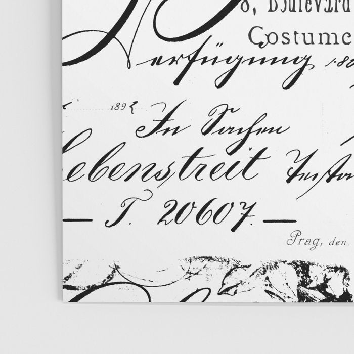 Vintage handwriting black and white Poster Gallery Image 3