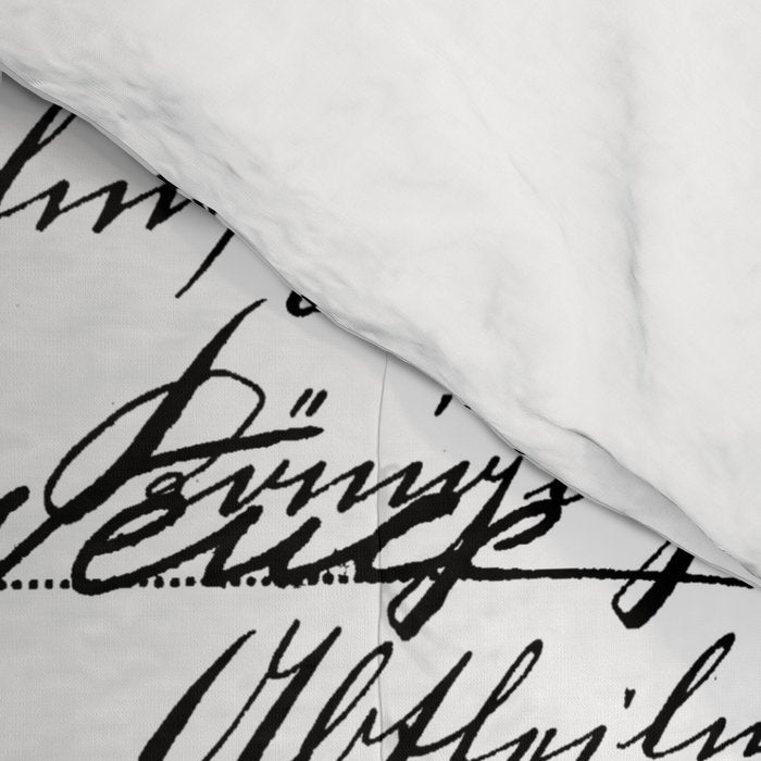 Vintage handwriting black and white Comforter Gallery Image 4