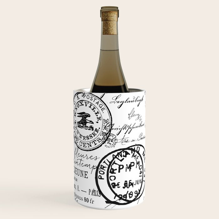Vintage handwriting black and white Wine Chiller Gallery Image 3